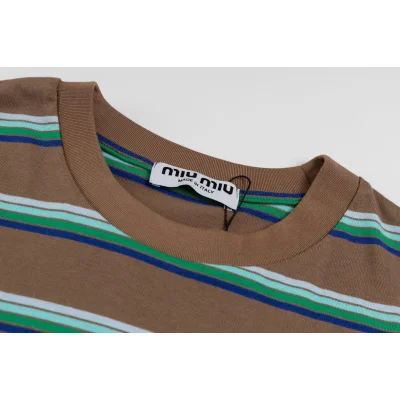 Футболка Miu Miu Tricolor Stripes "Brown" фото № 3 Футболка Miu Miu Tricolor Stripes "Brown" фото № 3