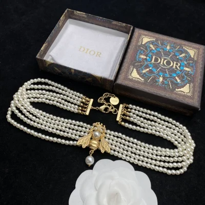 Ожерелье Dior Chain Details Decoration - Pearls String "Gold" фото № 4