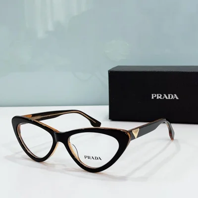 Оправа для очков Prada Cat Eye Shaped With Gold Logo "Brown" фото № 2