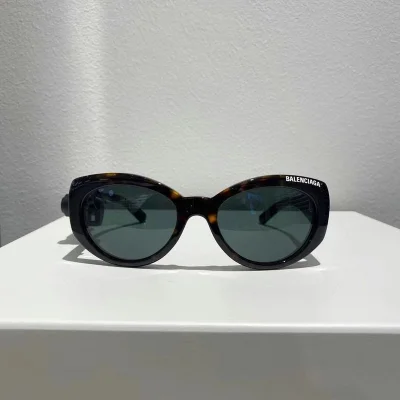 Солнцезащитные очки Balenciaga Round Shaped And One Side Inscription "Brown/Yellow" фото № 8