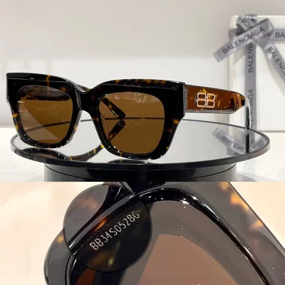 Солнцезащитные очки Balenciaga Wide Temples With Logo "Brown" фото № 2