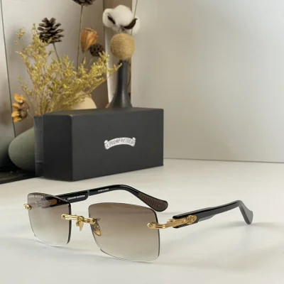 Солнцезащитные очки Chrome Hearts Rectangle Form Without Frame "Brown" фото № 2