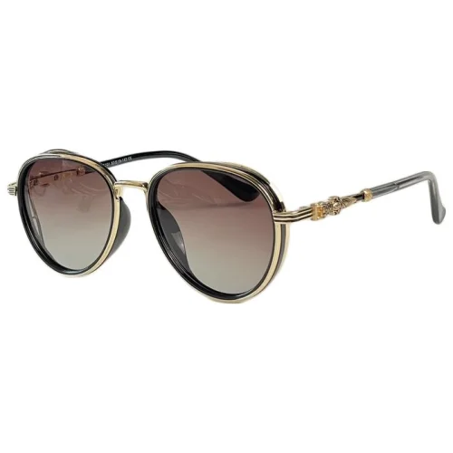 Солнцезащитные очки Chrome Hearts Rounded Thin Decorated Frame "Brown"