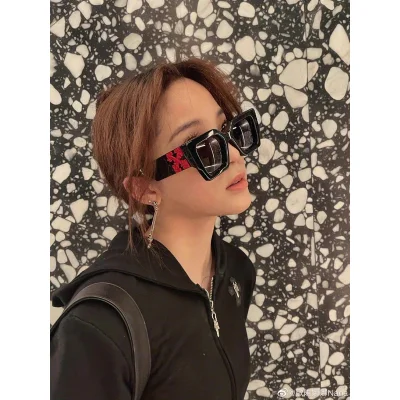 Солнцезащитные очки Chrome Hearts Wide Frame With Big Logo "Black/Red" фото № 6