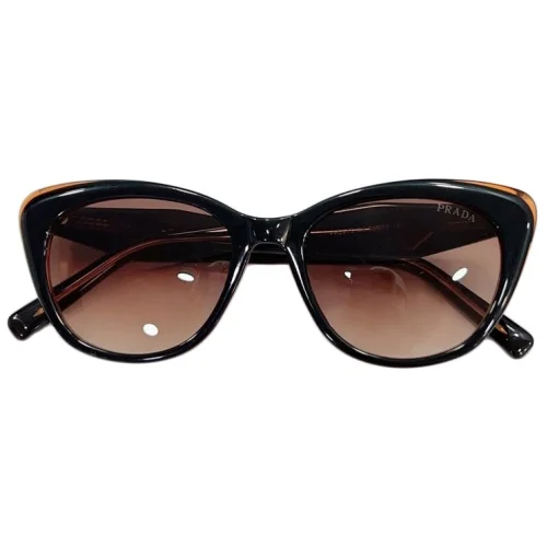 Солнцезащитные очки Prada Cat Eye Shaped Frame With Gold Logo "Brown"