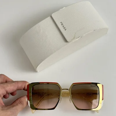 Солнцезащитные очки Prada Wide Lenses Frame With Logo "Beige" фото № 2