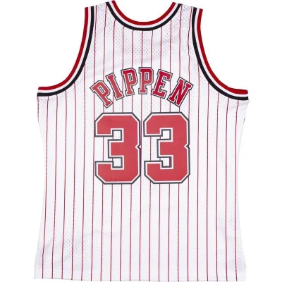 Баскетбольная Джерси Mitchell And Ness Chicago Bulls №33 Scottie Pippen "White/Red" фото № 2