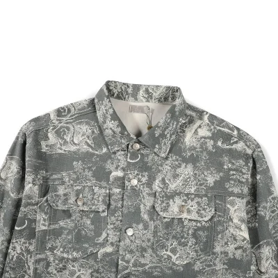 Джинсовая Куртка Christian Dior With Print "Gray/Mint" фото № 7