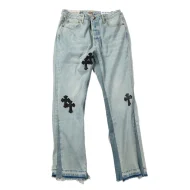 Джинсы Chrome Hearts X Gallery Dept With Black Crosses "Blue"