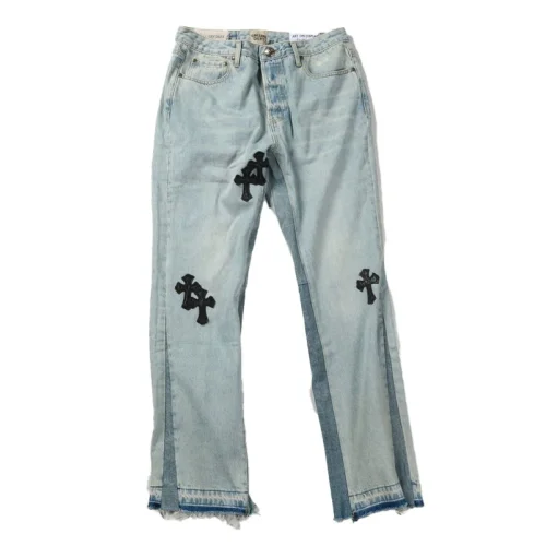 Джинсы Chrome Hearts X Gallery Dept With Black Crosses "Blue"