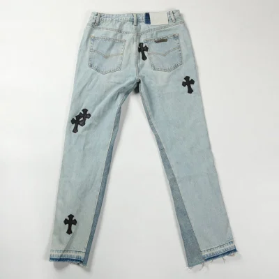 Джинсы Chrome Hearts X Gallery Dept With Black Crosses "Blue" фото № 8