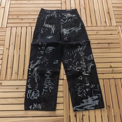 Штаны Balanciaga Wide Leg Graffiti Pattern "Black" фото № 2