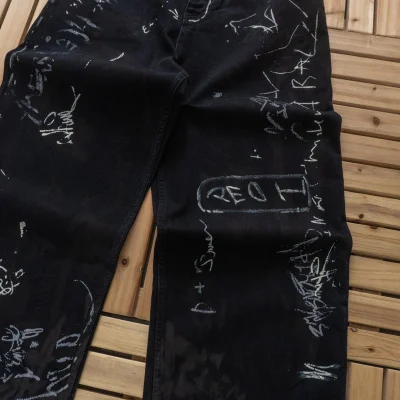 Штаны Balanciaga Wide Leg Graffiti Pattern "Black" фото № 9