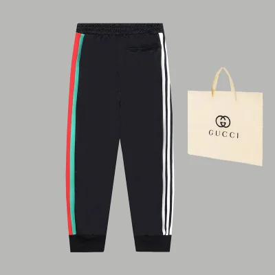 Штаны Gucci X Adidas Having Turquoise Stripe "Black" фото № 8