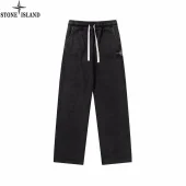 Штаны Stone Island With White Ties - Straight "Black/Yellow"