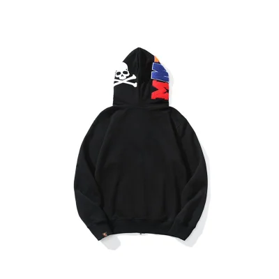 Худи A Bathing Ape Half Skull Half Shark Hood Zip "Black" фото № 2