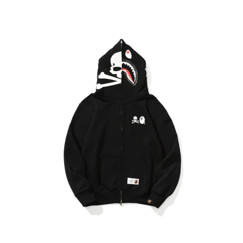 Худи A Bathing Ape Half Skull Half Shark Hood Zip "Black"