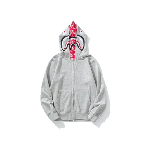 Худи A Bathing Ape Red Hood Shark Zip "Gray"