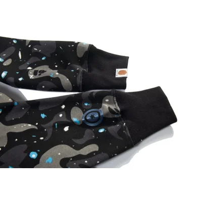 Худи A Bathing Ape Camouflage Paint Stains Shark Zip "Black" фото № 5