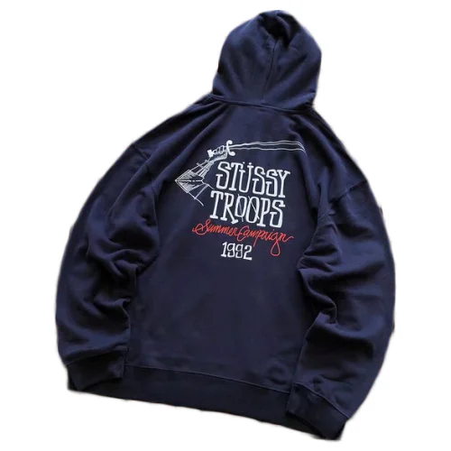 Худи Stussy Inscription Stussy Troops And Saber Print "Blue"
