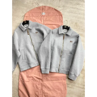 Куртка-бомбер Miu Miu Frontside Mini Brown Logo Miu Miu "Gray" фото № 6