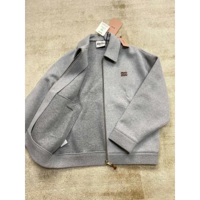 Куртка-бомбер Miu Miu Frontside Mini Brown Logo Miu Miu "Gray" фото № 5