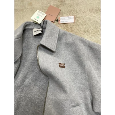 Куртка-бомбер Miu Miu Frontside Mini Brown Logo Miu Miu "Gray" фото № 4