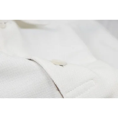 Поло Burberry With A Stripe On The Collar And Round Logo "White" фото № 2