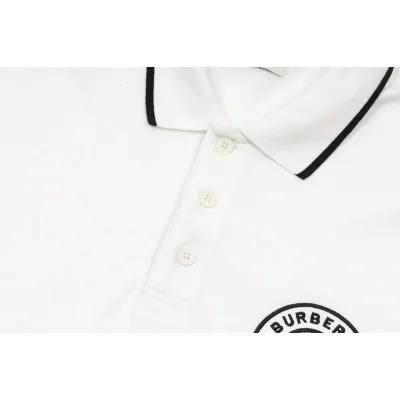 Поло Burberry With A Stripe On The Collar And Round Logo "White" фото № 3