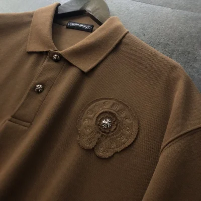 Поло Chrome Hearts With Fabric Logo "Brown" фото № 5