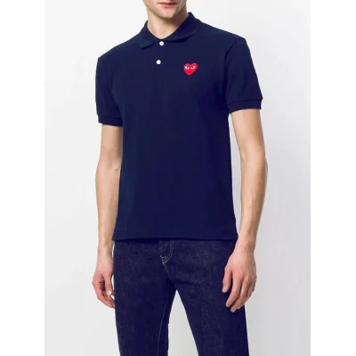 Поло Comme des Garcons Play Red Heart Eyes "Navy Blue" фото № 2