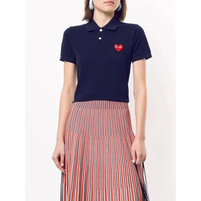Поло Comme des Garcons Play Red Heart Eyes "Navy Blue" фото № 3