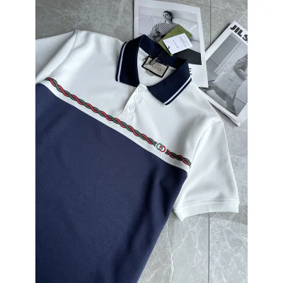 Поло Gucci Plexus With The Brand Sign "White/Blue" фото № 6