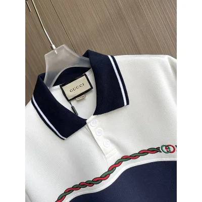 Поло Gucci Plexus With The Brand Sign "White/Blue" фото № 7