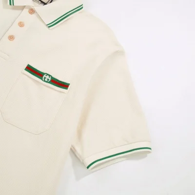 Поло Gucci Green Logo On The Pocket "Cream" фото № 5