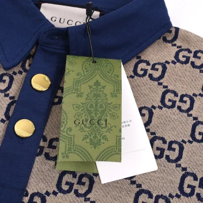 Поло Gucci Without Print On The Back "Blue/Brown" фото № 2