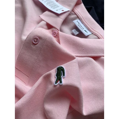 Поло Lacoste Very Small Crocodile Logo "Pink" фото № 6