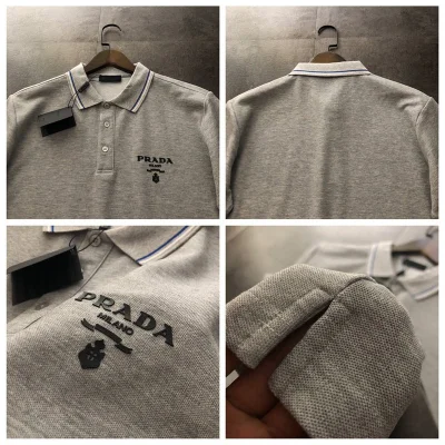 Поло Prada With Logo Brand - Cotton "Gray" фото № 2