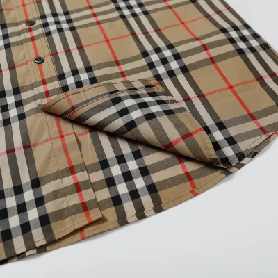 Рубашка Burberry Checkered And Buttoned Style "Brown" фото № 5