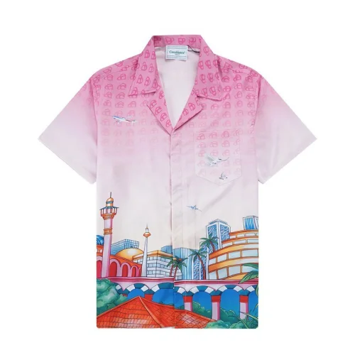 Рубашка Casablanca Palm Trees And Airplane Print "Pink"