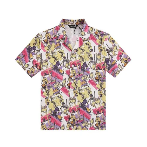 Рубашка Palm Angels Short Sleeve With Print "Pink/Yellow"
