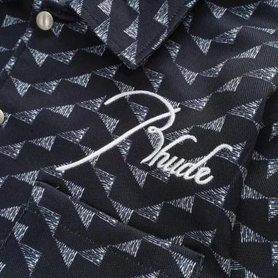 Рубашка Rhude With Print Of United Triangles "Black" фото № 7 Рубашка Rhude With Print Of United Triangles "Black" фото № 7
