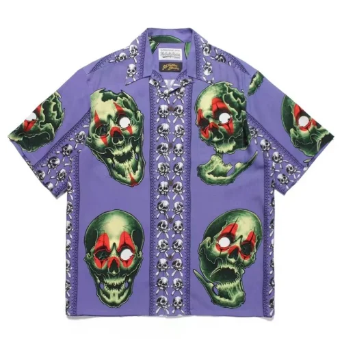 Рубашка Wacko Maria Print With Skulls "Violet"