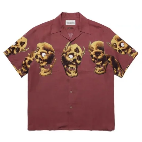 Рубашка Wacko Maria With Demon Skulls "Red"