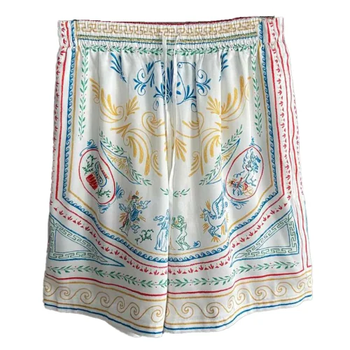 Шорты Casablanca Print Of Greece Blue And Yellow Patterns "Beige