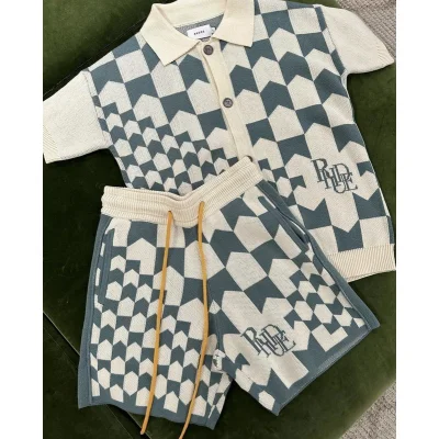 Шорты Rhude Geometric Print "White/Mint" фото № 5