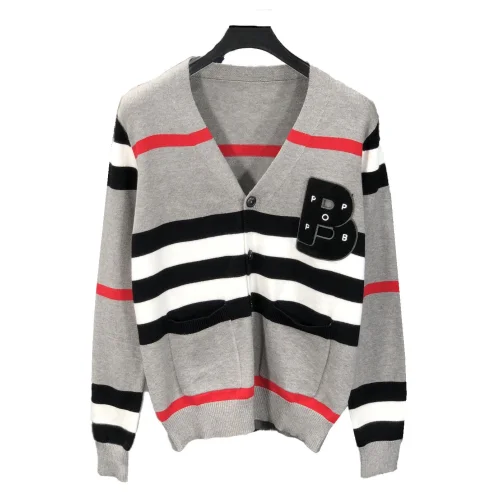 Кардиган Burberry Frontside Print Black Letter B Colorful Horizontal Lines "Gray"