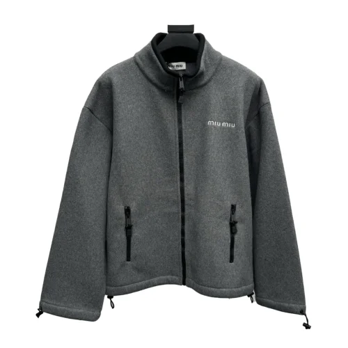 Свитшот Miu Miu White Frontside Logo Two Frontside Pockets "Gray"