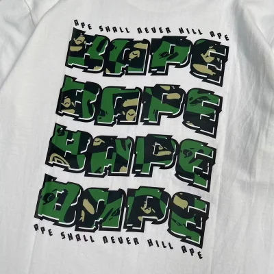 Футболка A Bathing Ape With Text Inscription And Logo "White" фото № 2