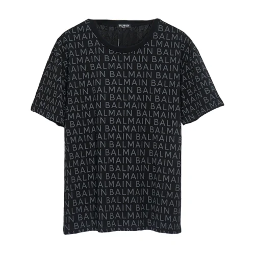 Футболка Balmain Print From The Brand Name "Black/Gray"